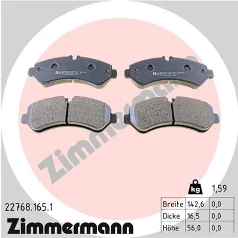 ZIMMERMANN stabdžių trinkelių rinkinys, diskinis stabdys 22768.165.1