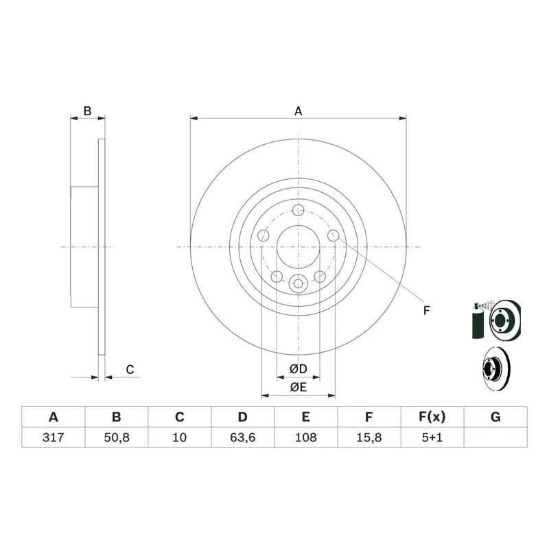 BOSCH 0 986 479 E58 stabdžių diskas
