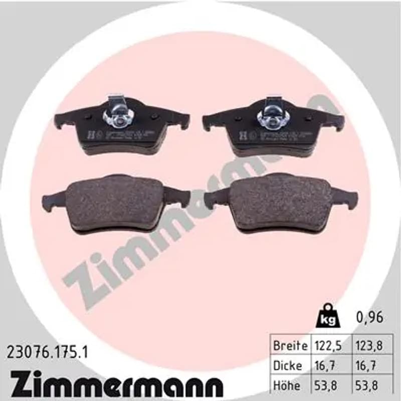 ZIMMERMANN stabdžių trinkelių rinkinys, diskinis stabdys 23076.175.1