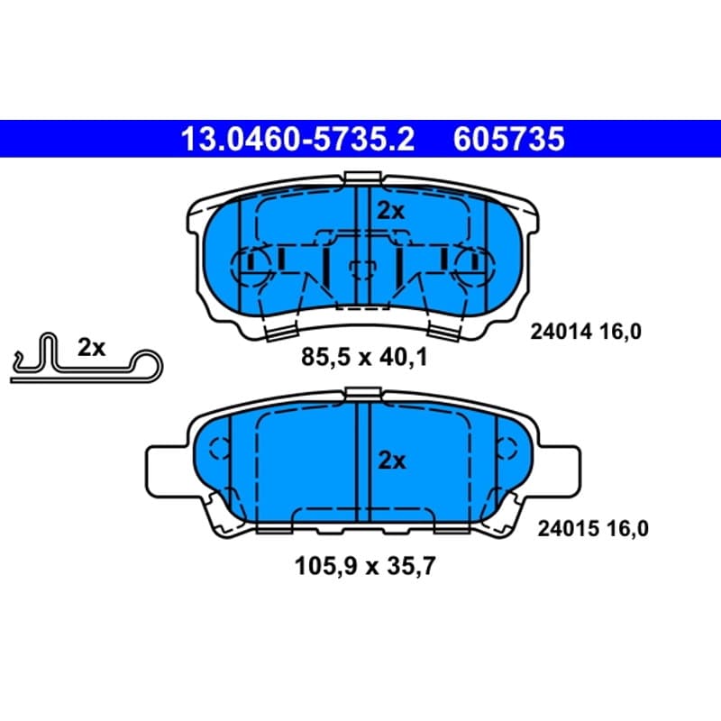 ATE Būgnai ir trinkelės 13.0460-5735.2