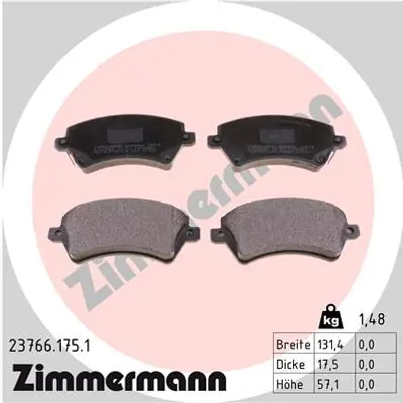 ZIMMERMANN stabdžių trinkelių rinkinys, diskinis stabdys 23766.175.1
