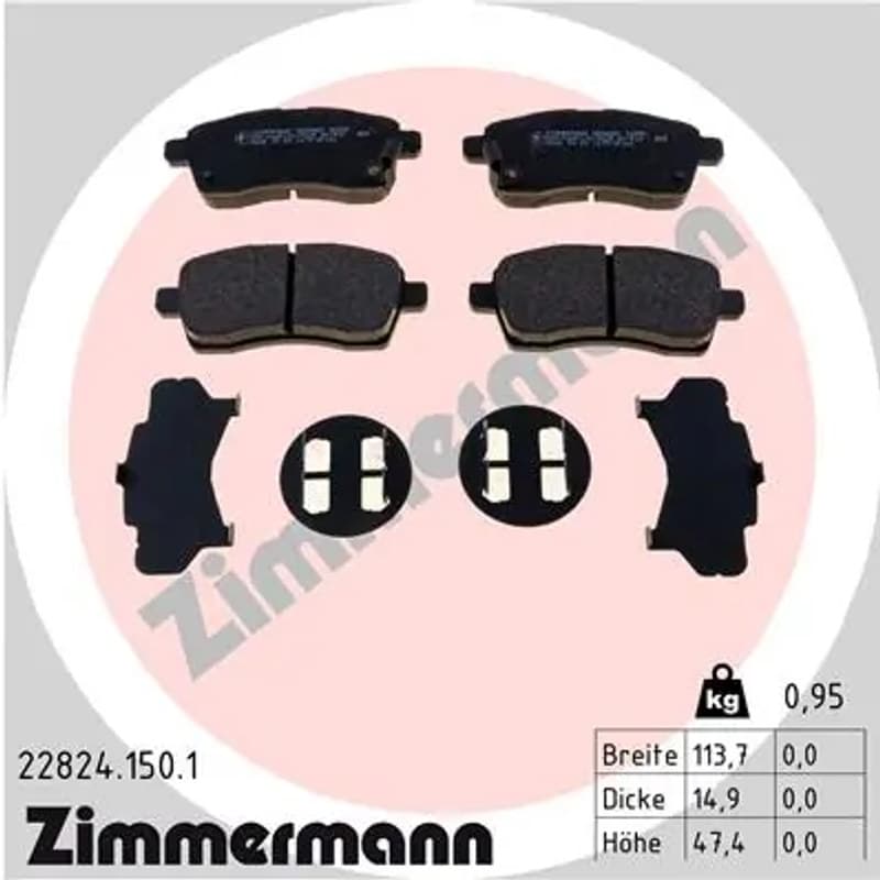 ZIMMERMANN stabdžių trinkelių rinkinys, diskinis stabdys 22824.150.1