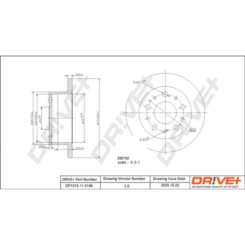 DRVE stabdžių diskas DP1010.11.0196