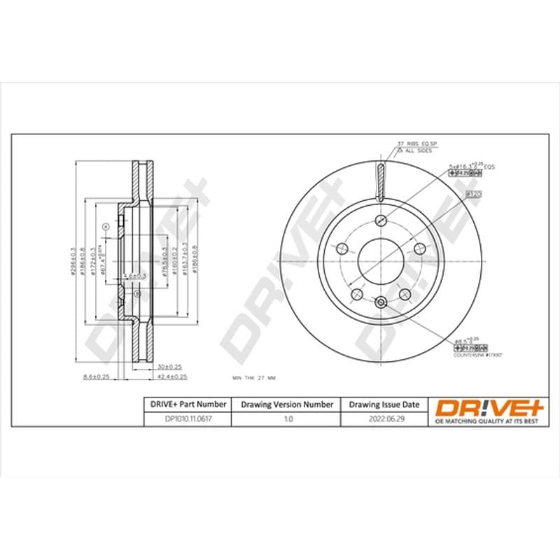 DRVE DP1010.11.0617 stabdžių diskas