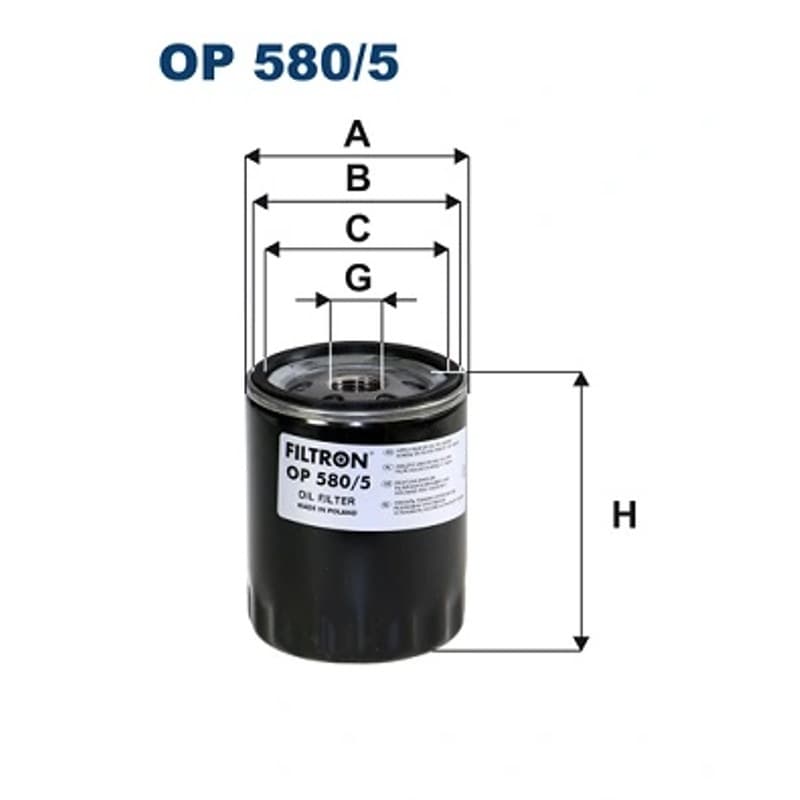 FILTRON OP 580/5 alyvos filtras – 75 × 100 mm, 3/4-16 UNF