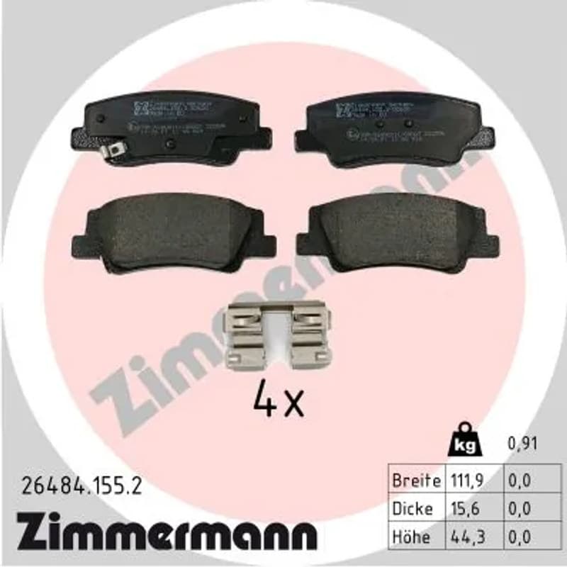ZIMMERMANN stabdžių trinkelių rinkinys, diskinis stabdys 26484.155.2