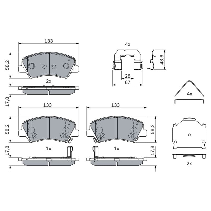 BOSCH 0 986 424 951 stabdžių trinkelių rinkinys, diskinis stabdys