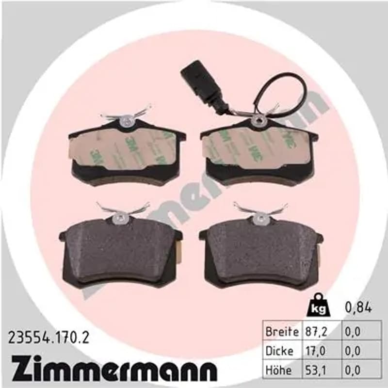ZIMMERMANN stabdžių trinkelių rinkinys, diskinis stabdys 23554.170.2