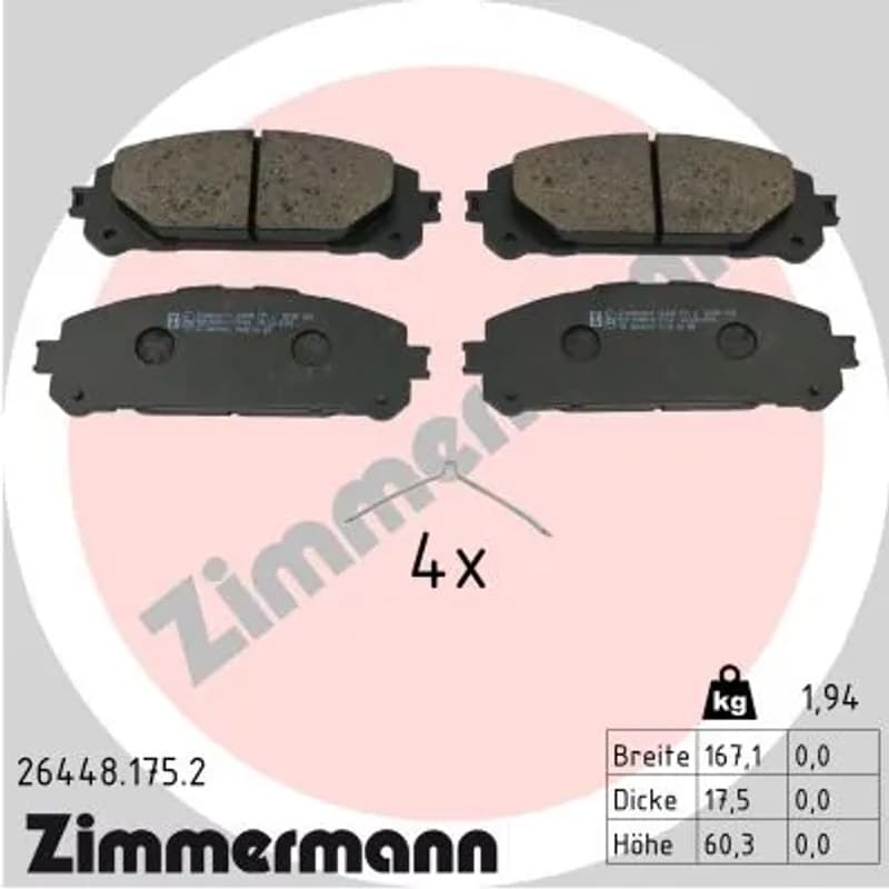 ZIMMERMANN stabdžių trinkelių rinkinys, diskinis stabdys 26448.175.2