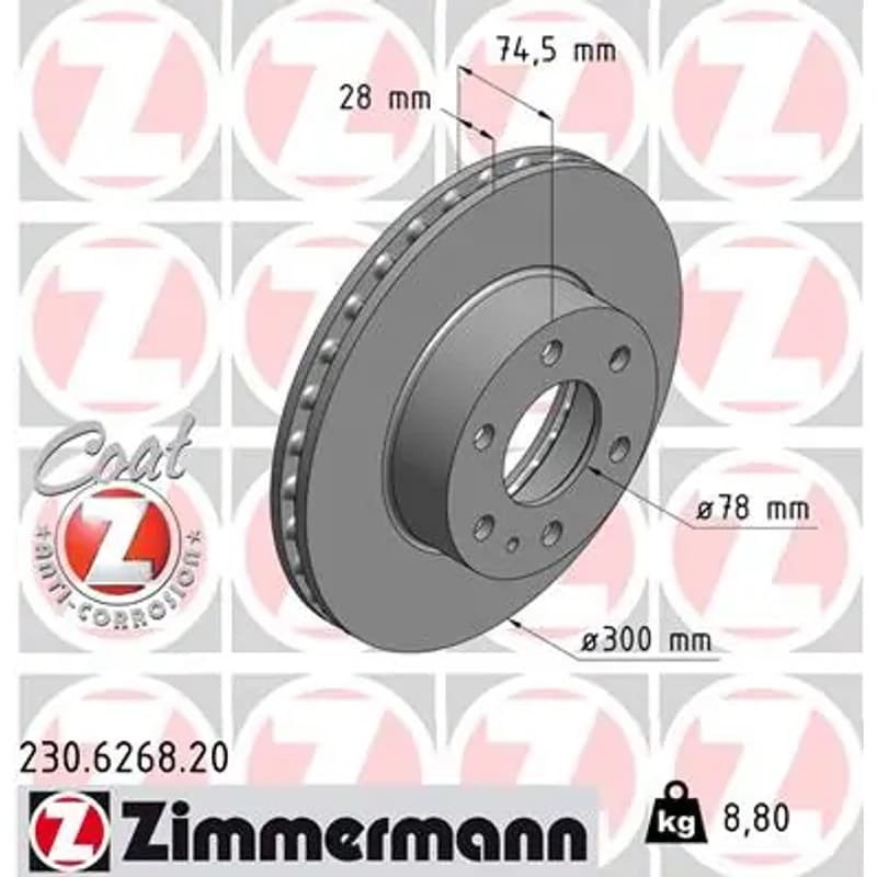 ZIMMERMANN stabdžių diskas 230.6268.20
