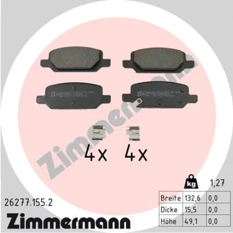 ZIMMERMANN stabdžių trinkelių rinkinys, diskinis stabdys 26277.155.2