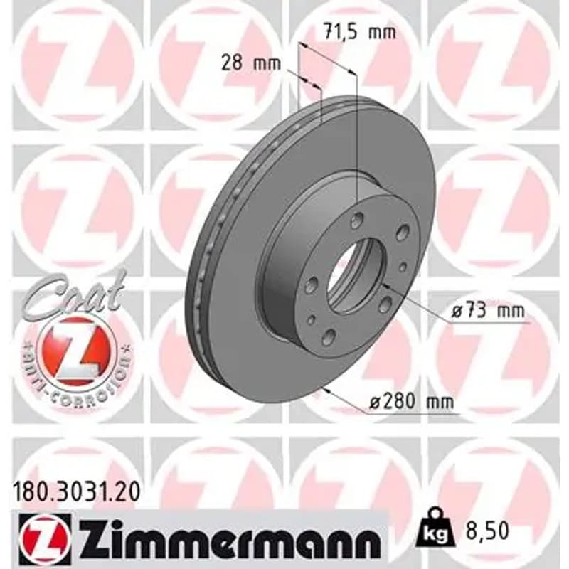ZIMMERMANN stabdžių diskas 180.3031.20