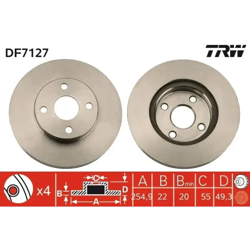 TRW stabdžių diskas DF7127