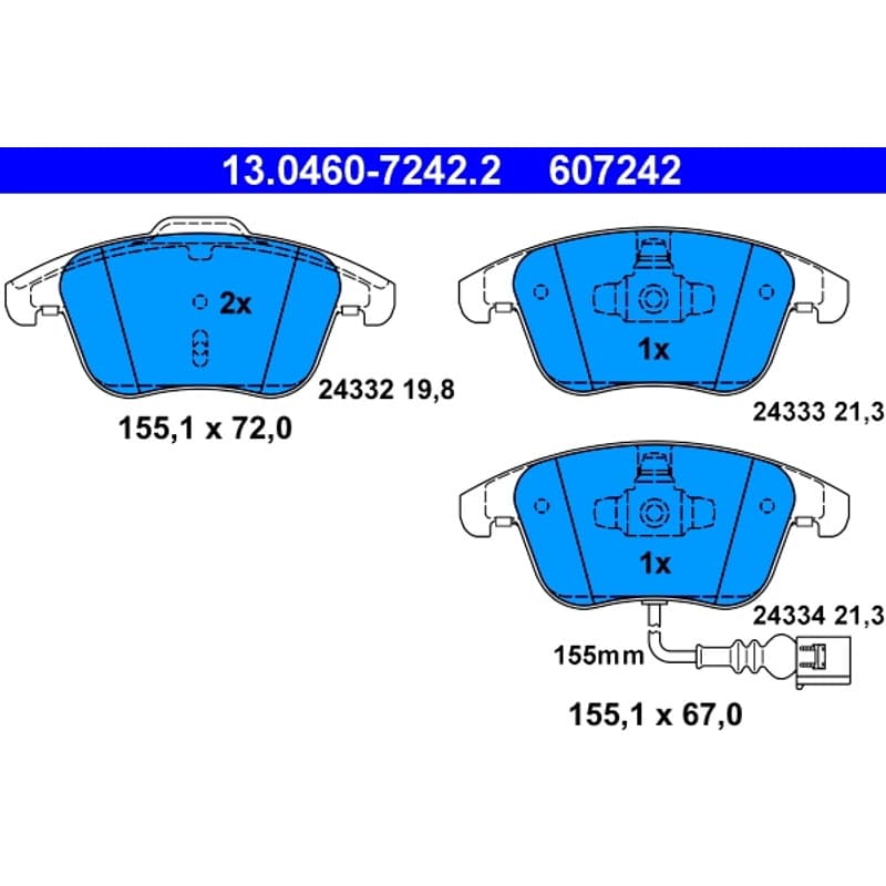 ATE Būgnai ir trinkelės 13.0460-7242.2
