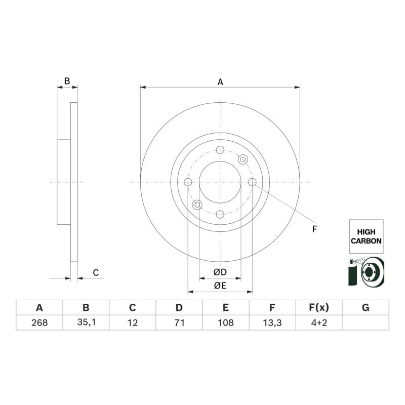 BOSCH 0 986 479 H54 stabdžių diskas