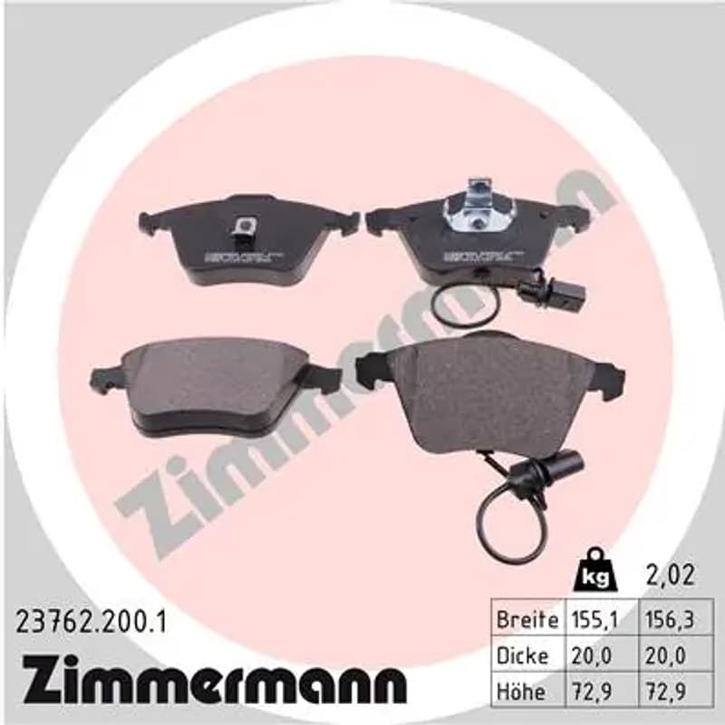 ZIMMERMANN stabdžių trinkelių rinkinys, diskinis stabdys 23762.200.1