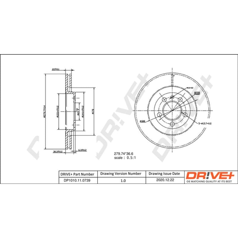 DRVE stabdžių diskas DP1010.11.0739