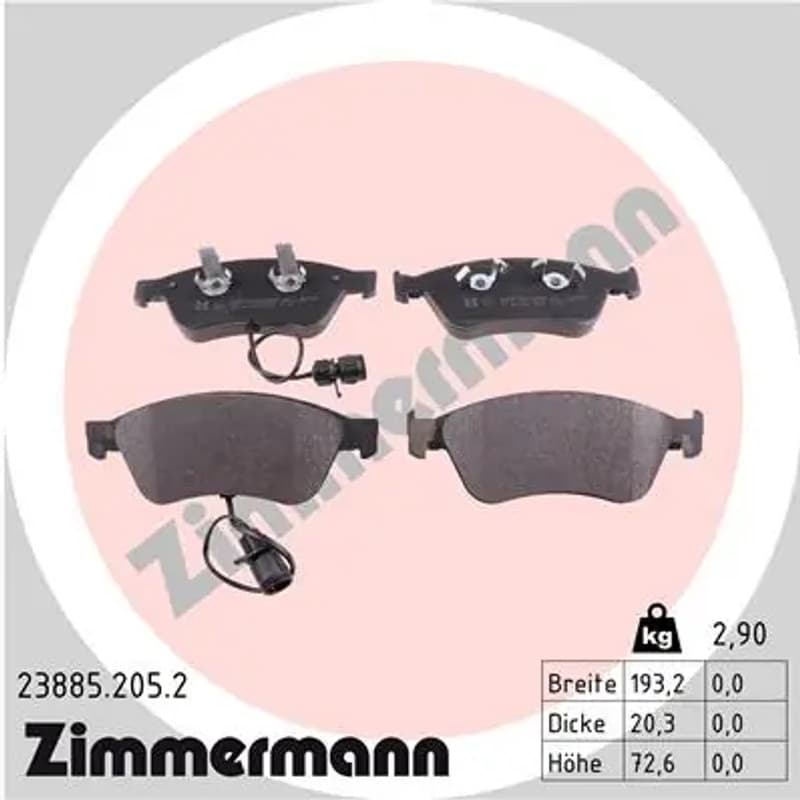 ZIMMERMANN stabdžių trinkelių rinkinys, diskinis stabdys 23885.205.2