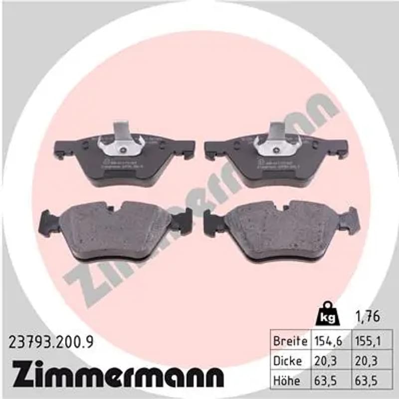 ZIMMERMANN stabdžių trinkelių rinkinys, diskinis stabdys 23793.200.9