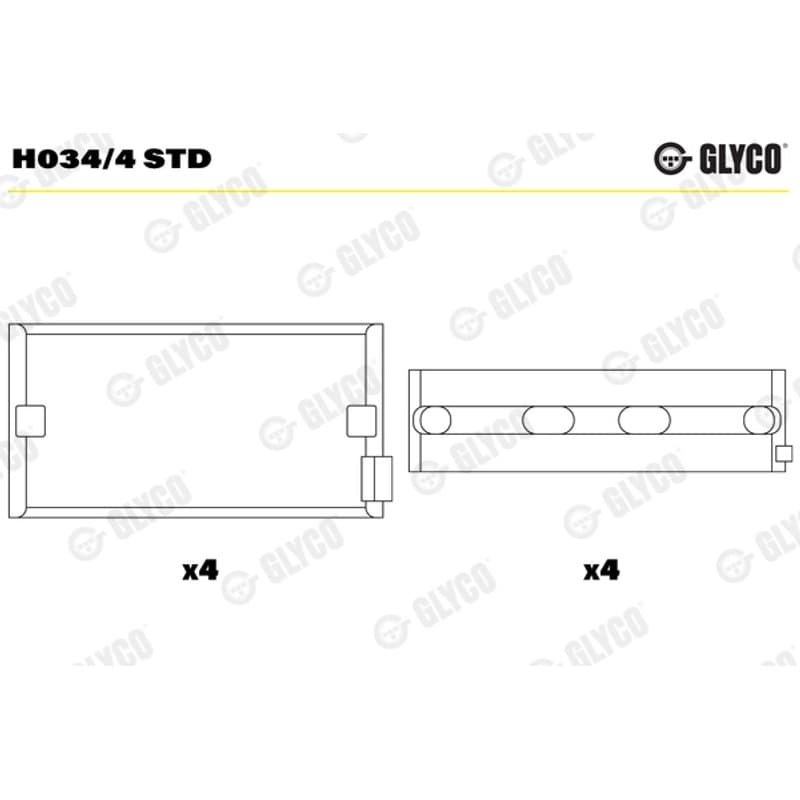 GLYCO pagrindiniai guoliai, alkūninis velenas H034/4 STD