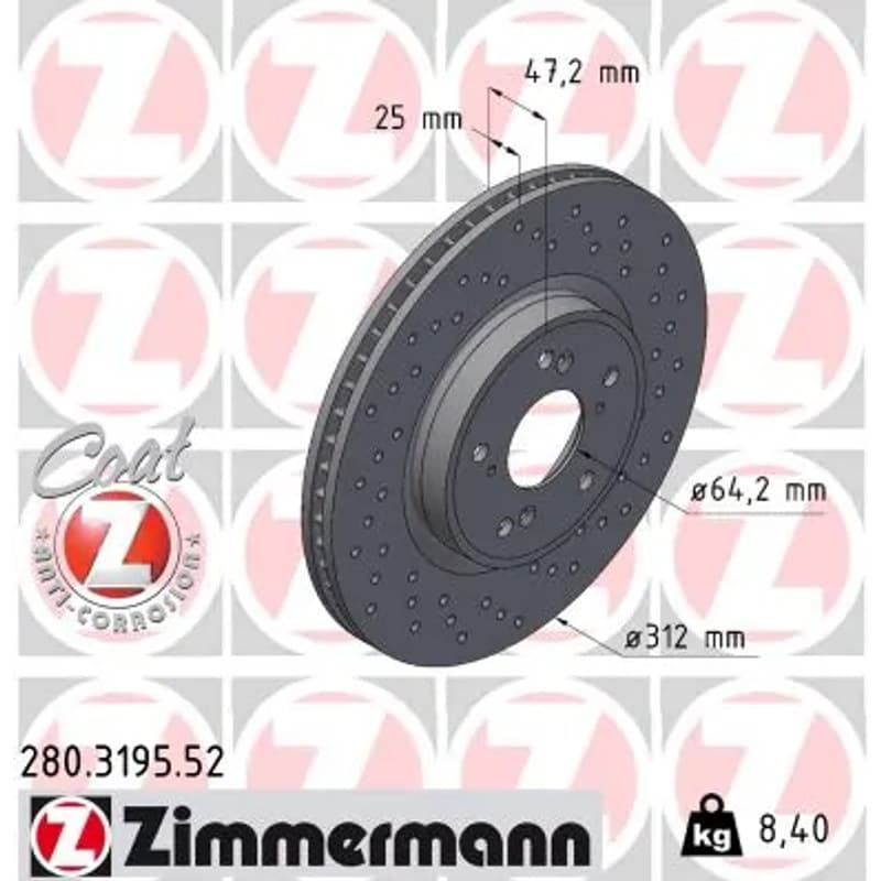 ZIMMERMANN stabdžių diskas 280.3195.52