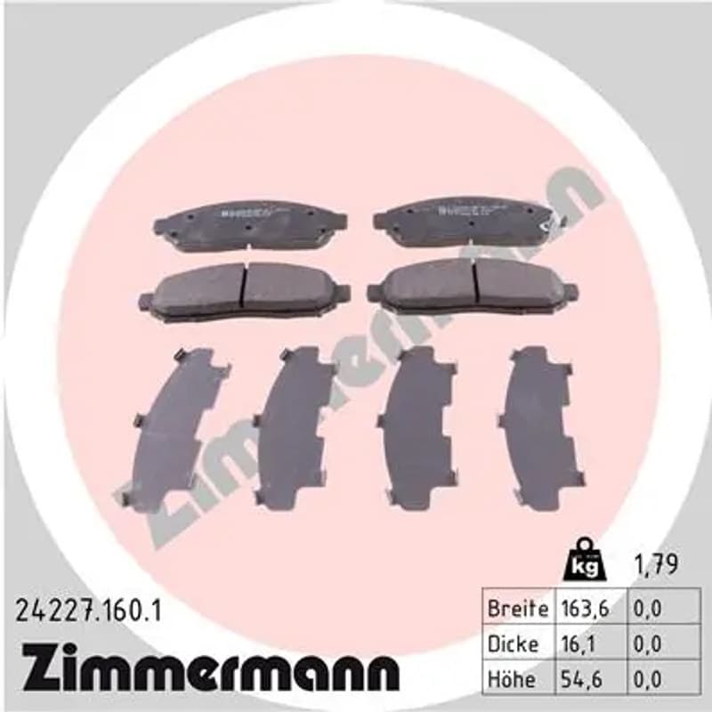 ZIMMERMANN stabdžių trinkelių rinkinys, diskinis stabdys 24227.160.1