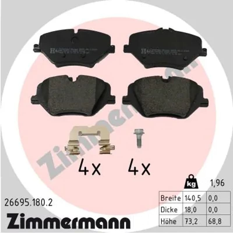 ZIMMERMANN stabdžių trinkelių rinkinys, diskinis stabdys 26695.180.2