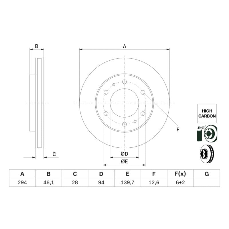 BOSCH 0 986 479 F45 stabdžių diskas