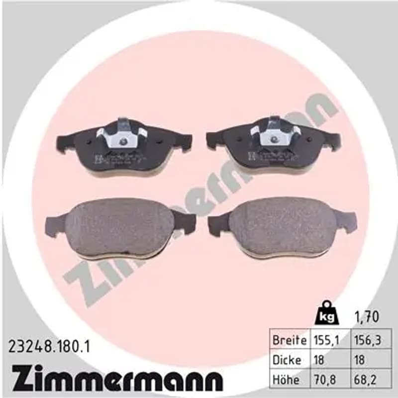 ZIMMERMANN stabdžių trinkelių rinkinys, diskinis stabdys 23248.180.1