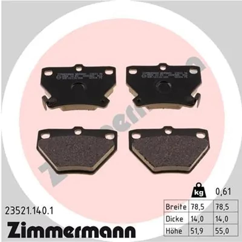 ZIMMERMANN stabdžių trinkelių rinkinys, diskinis stabdys 23521.140.1