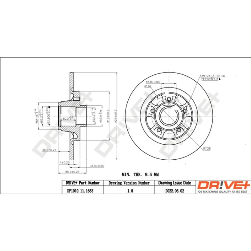 DRVE DP1010.11.1663 stabdžių diskas