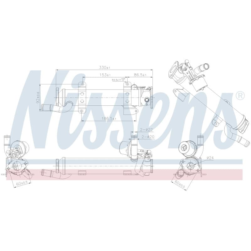 NISSENS aušintuvas, išmetamųjų dujų recirkuliacija 989277