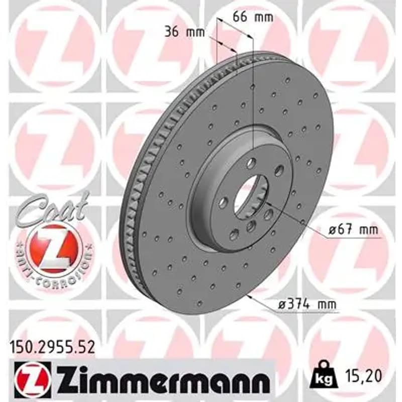 ZIMMERMANN stabdžių diskas 150.2955.52