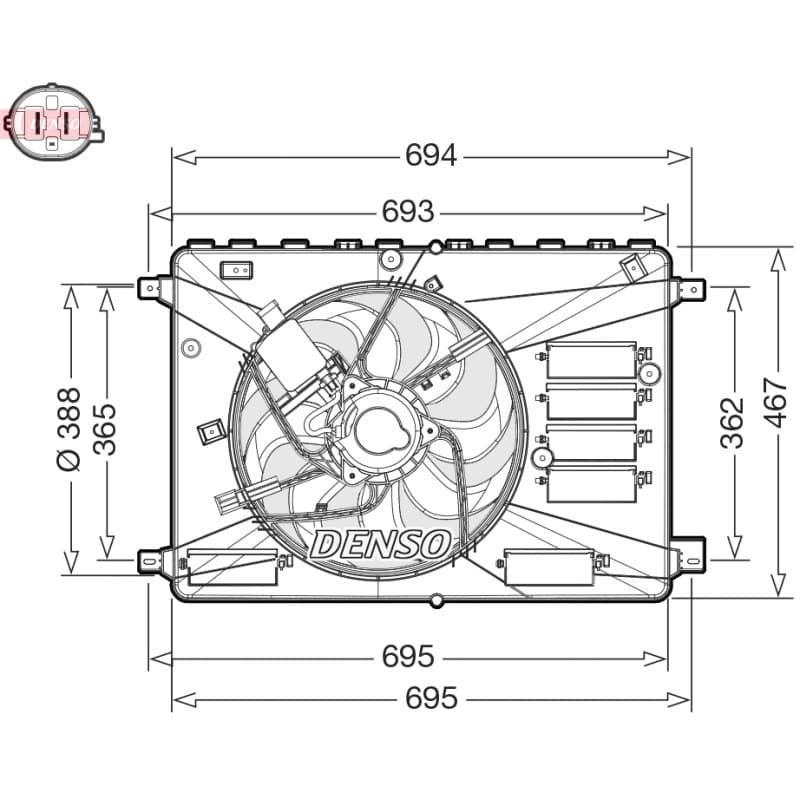 DENSO ventiliatorius, radiatoriaus DER10010