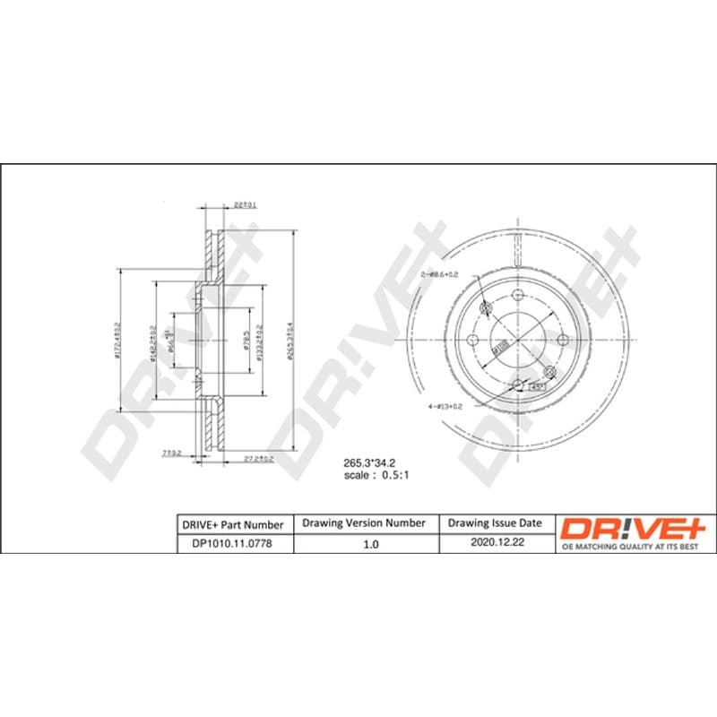 DRVE stabdžių diskas DP1010.11.0778