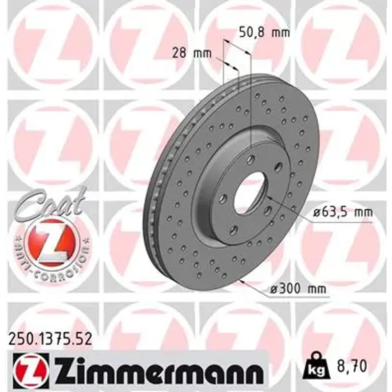 ZIMMERMANN stabdžių diskas 250.1375.52