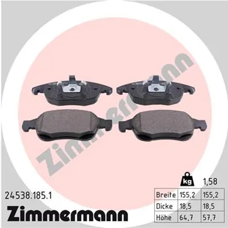 ZIMMERMANN stabdžių trinkelių rinkinys, diskinis stabdys 24538.185.1