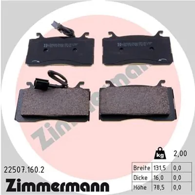 ZIMMERMANN stabdžių trinkelių rinkinys, diskinis stabdys 22507.160.2