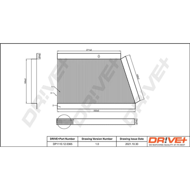 DRVE filtras, salono oras DP1110.12.0365