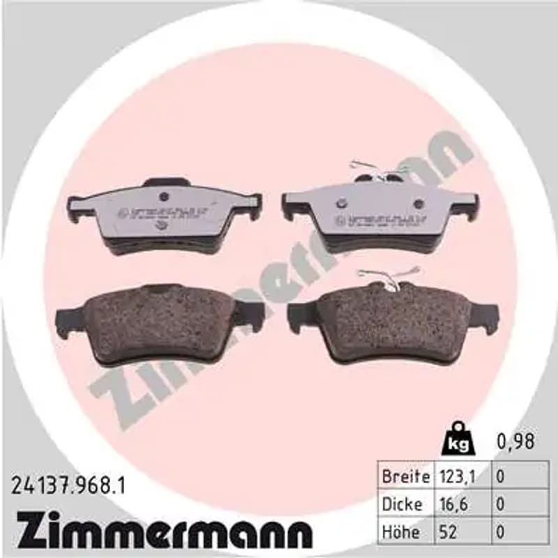 ZIMMERMANN stabdžių trinkelių rinkinys, diskinis stabdys 24137.968.1