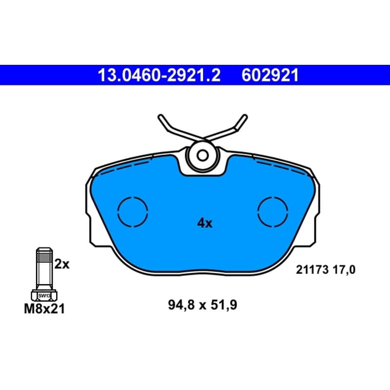 ATE Būgnai ir trinkelės 13.0460-2921.2