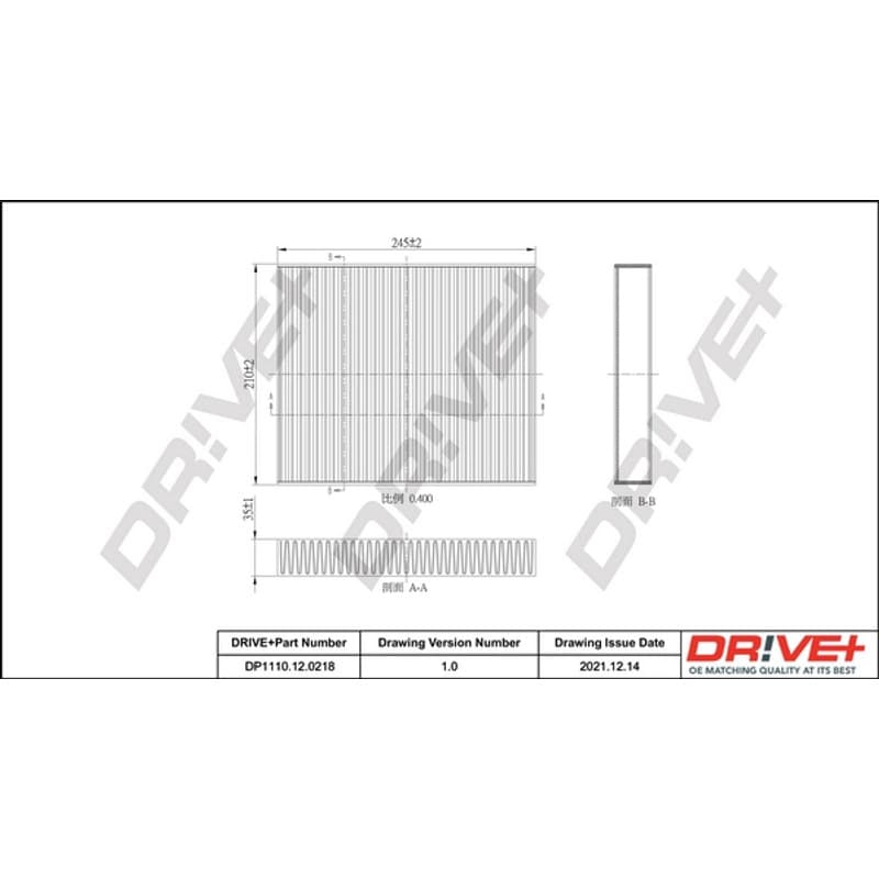 DRVE filtras, salono oras DP1110.12.0218