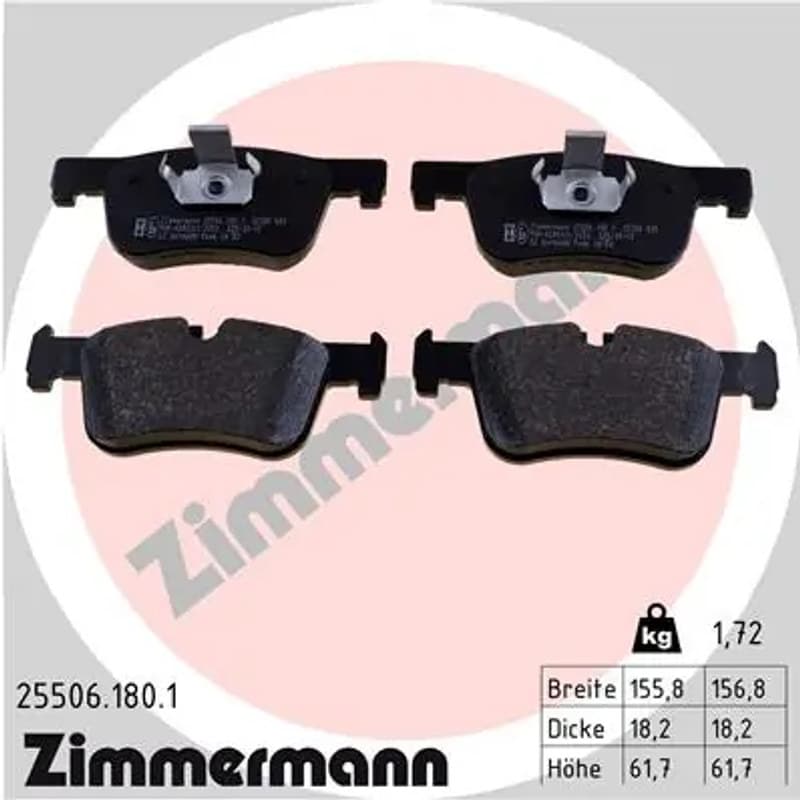 ZIMMERMANN stabdžių trinkelių rinkinys, diskinis stabdys 25506.180.1