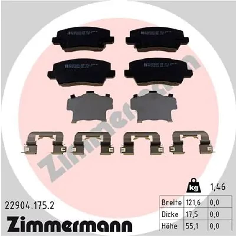ZIMMERMANN stabdžių trinkelių rinkinys, diskinis stabdys 22904.175.2