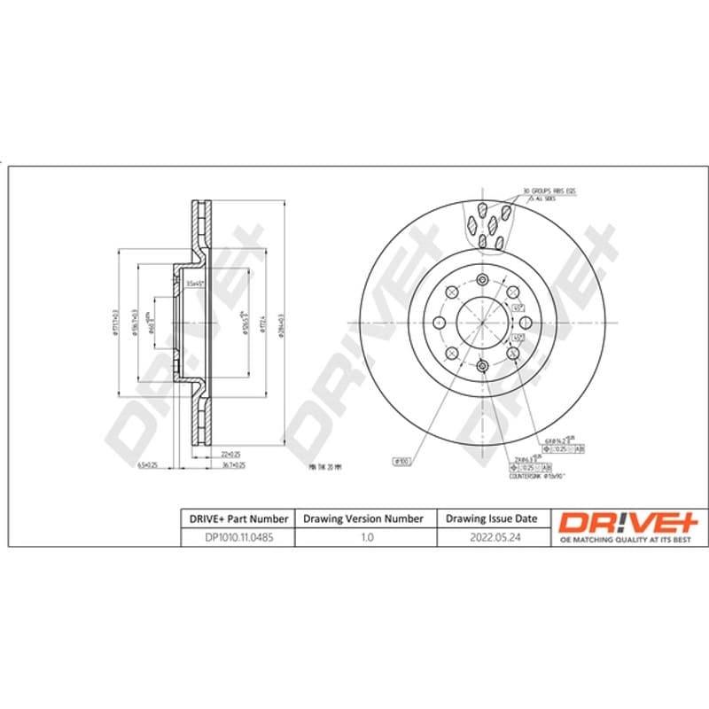 DRVE stabdžių diskas DP1010.11.0485