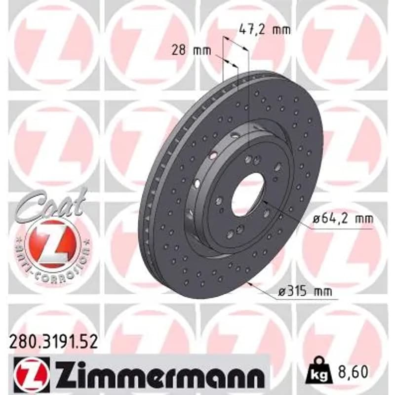 ZIMMERMANN stabdžių diskas 280.3191.52