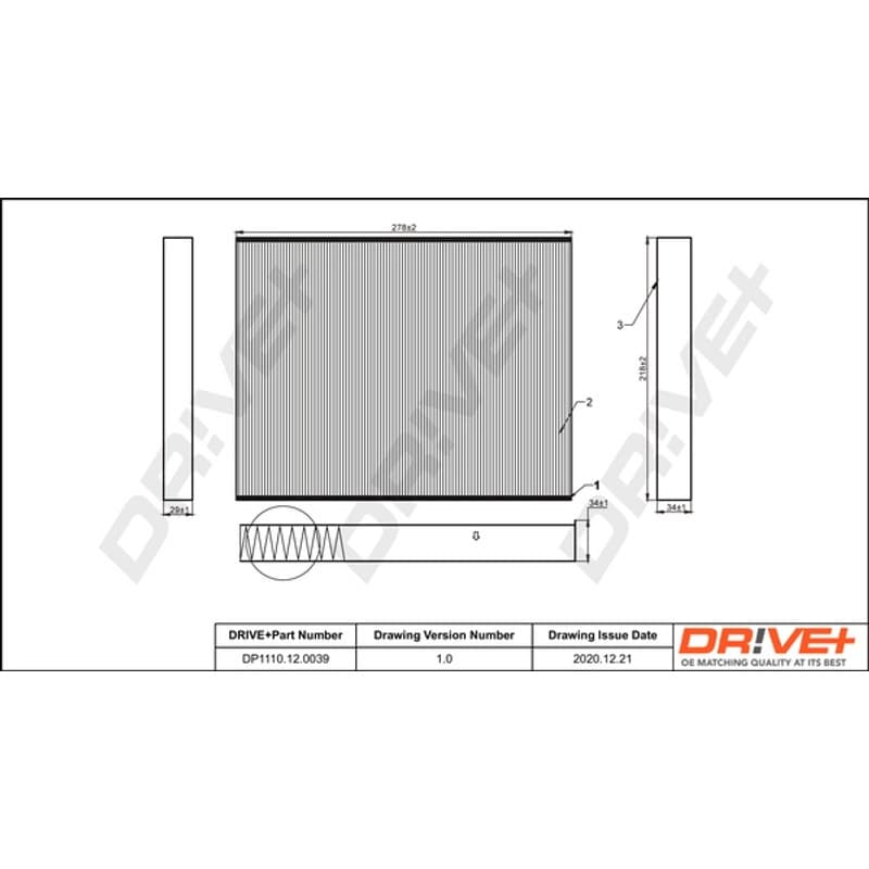 DRVE filtras, salono oras DP1110.12.0039