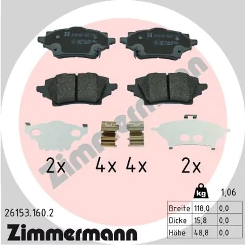 ZIMMERMANN 26153.160.2 stabdžių trinkelių rinkinys, diskinis stabdys