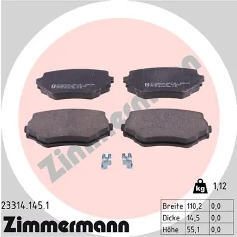 ZIMMERMANN stabdžių trinkelių rinkinys, diskinis stabdys 23314.145.1