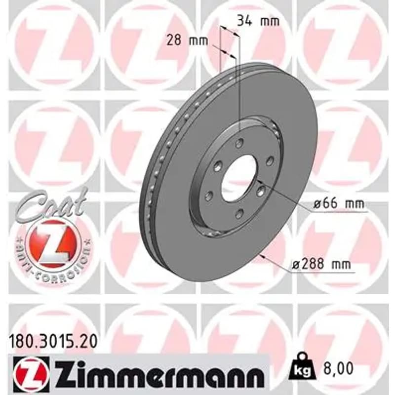 ZIMMERMANN stabdžių diskas 180.3015.20